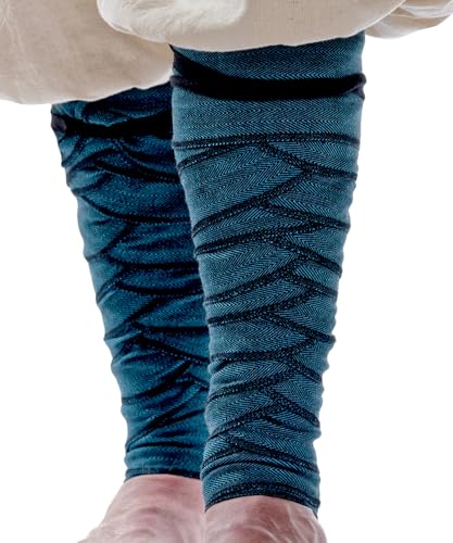 HEMAD Wikinger Wadenwickel Bein-Wickel Winingas Fischgrät-Muster Paar 100% Baumwolle Modell: Hodur, Fischgrätenmuster Blau-Schwarz