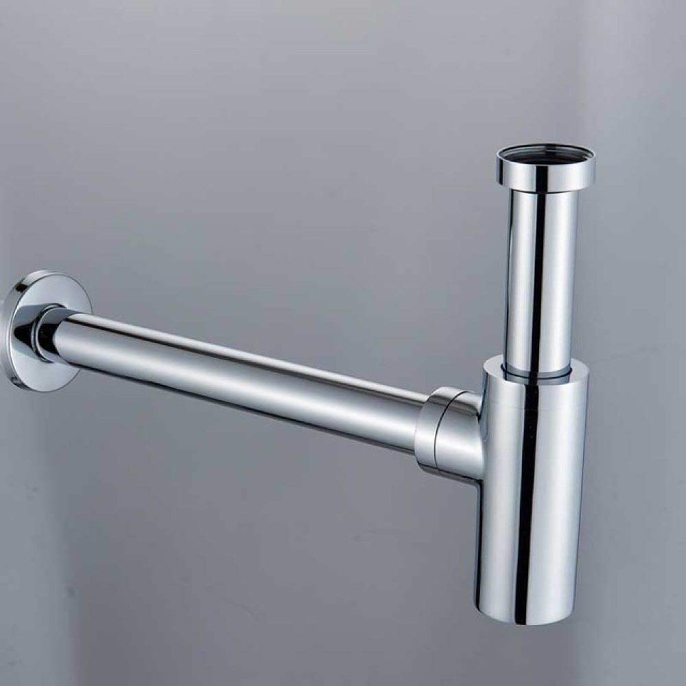 Sifón Redondo de Bronce, Trampa para Botellas, baño Negro, Lavabo de tocador, Tubo de latón, Drenaje emergente con desbordamiento, Drenaje de sifón Dorado, China (sifón Cromado Solo en Chin