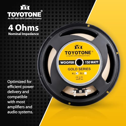 Image of TOYOTONE 10 inch Woofer | 150W Power | 4-Ohm | Copper Color Water Proof Coated Paper Cone with Rubber Surround | Copper Coil | 120mm Magnet for Cars, Home Theatre, Bass Audio Systems & DIY Projects