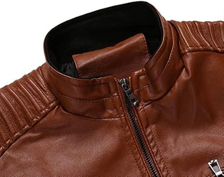Leren jas voor heren, retro, casual, slim opstaande kraag, motorjas Leren jas voor heren, retro, casual, slim opstaande kraag, motorjas