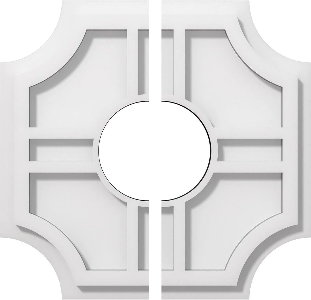 Ekena Millwork CMP12HS2-04000 Haus Architectural Grade PVC Contemporary, Two Piece Urethane Ceiling Medallions 12"OD x 4"ID x 4"C x 1"P
