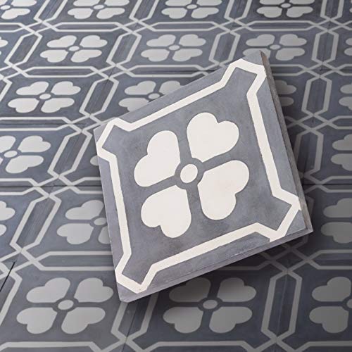 BodenMax CT202016CM305 Lote de 8 baldosas de cemento � Baldosas de cemento para pisos, mosaicos, revestimientos, paredes. Patr�n floral. 20 x 20 cms.