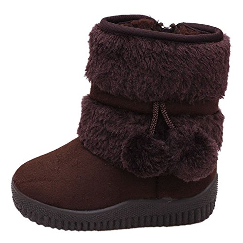 CCZZ Filles Bottes de Neige Bébé Fourrure Doublé Bottes Antidérapant Sole souple Bottes d'hiver Chaussures