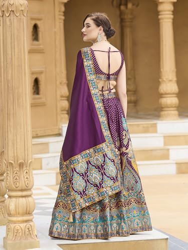 Image of PURVAJA Women's Jacquard Semi-Stitched Lehenga choli