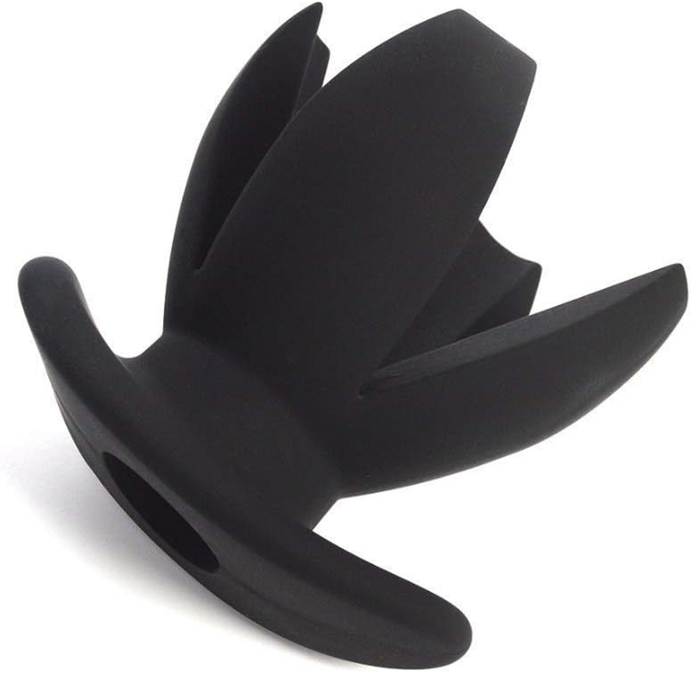 Sensuality Amal Toys for Women and Men Hollow Anales Plug Flower Opening Silicone Amal Plug Expander Amal Enlargement Male & Female Six Toys Black By SexTown