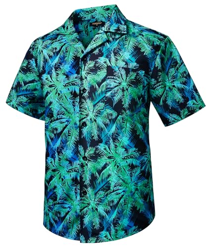 Mens Hawaiian Shirts Short Sleeve Tropical Aloha Hawaiian Shirts for Men Button Down Casual Summer Beach Shirt