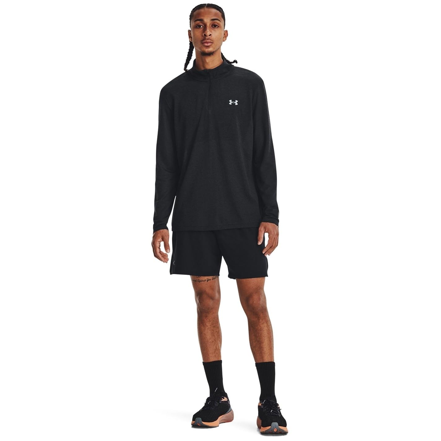 Under Armour Herren Seamless Stride 1/4 Zip Laufbekleidung Longsleeve Schwarz M
