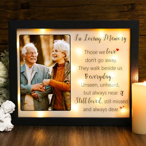 LED Shadow Box 4x6 - Memorial Picture Frame for Loss of Mother Father Loved One - Bereavement Gift