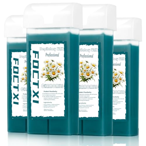 Image of Wax Roller Kit Wax Cartridge, Roll On Wax for Hair Removal, Roll on Wax, 4 Chamomile Hair Removal Wax Cartridge and 10 Pack Cleaning Oil Wipes for Women