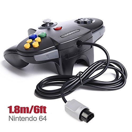 Image of miadore 2-Pack Wired Classic 64 Controller Bundle with 2 Extension Cords [1.8m /6ft ] Compatible with N64 Video Game Console (Black and Yellow)