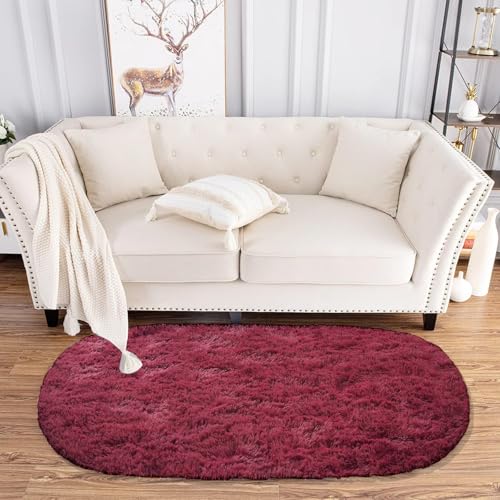 Image of Fluffy Silky Micro Fiber Polyster Carpet /Runner for Bedroom, Study Room, Playing Room, Guest Room ETC. 2x6 feet Feet, (Wine)
