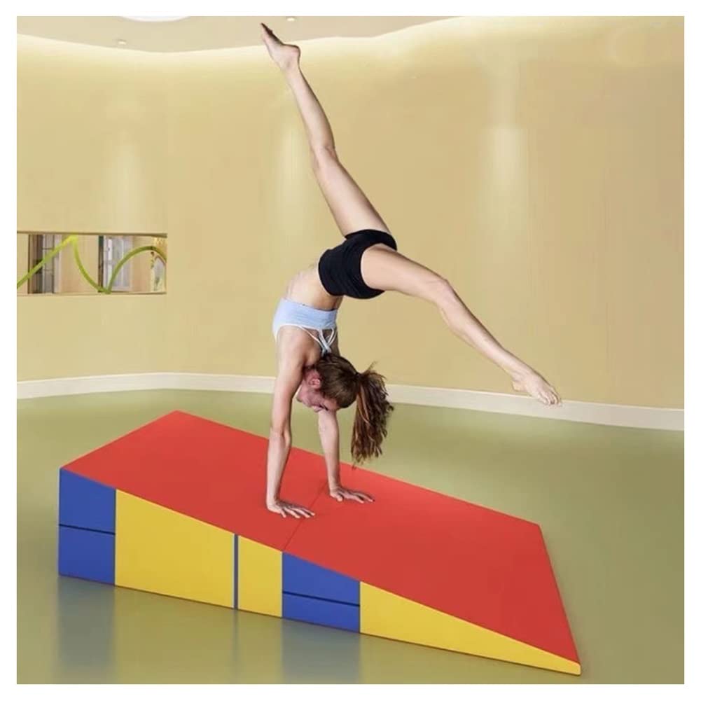 LXHONG Colchoneta De Gimnasia con Cuña - Colchoneta Inclinada Plegable para La Práctica De Gimnasia, Marcial, De Danza Y De Estiramiento - Fácil De Transportar Y Almacenar (Color : Rosso, Tamaño : 1
