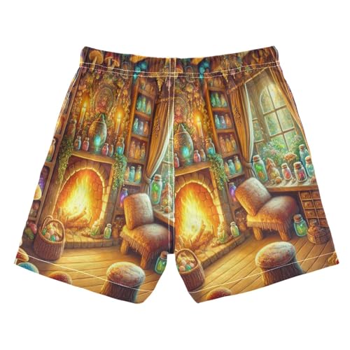 Magic Mushrooms Fire Boys Swim Trunks Quick Dry Toddler Swimsuit Boy Board Shorts Bathing Suits Swimwear 2T Multi2