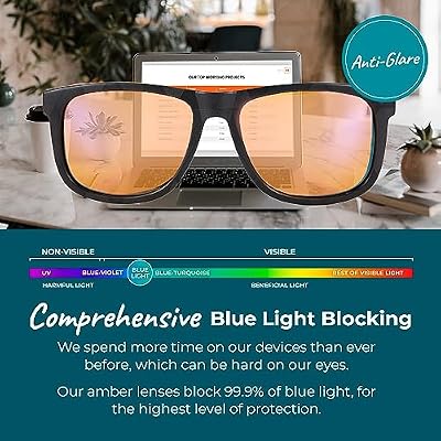 Sleep ZM Blue Light Blocking & Light Sensitivity Glasses - 8 Lens Types for Comfort, Relaxation, Sleep & Relief - 50+ Styles - Pirate Wayfarer - Orange 99% Sleep Aid Lens