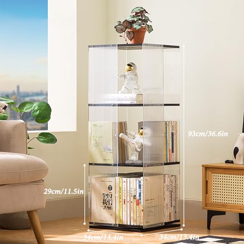 Estantería de pie en acrílico transparente premium con base cuadrada giratoria de 360 grados 7