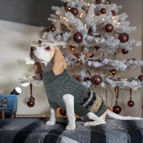 Hjumarayan Hundepullover Große Hunde - Fair Isle Pullover Hund mit Geschirr Öffnung, Weihnachtspullover Elastisch Hundepulli Winter Sweater für Windhund, Border Collie, Grau XL