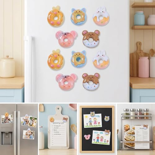 10 piezas imanes donuts decorativos para nevera miniatura 5