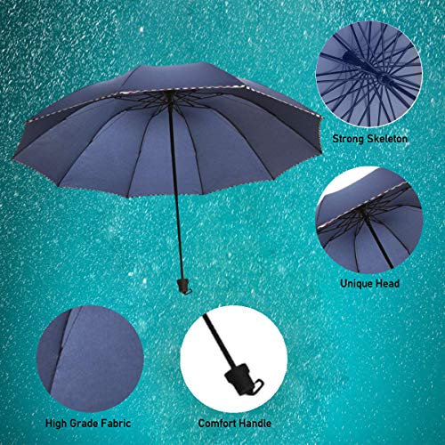 Image of KEKEMI 3 Fold Plain Pipine Umbrella for Men & Women