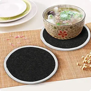 NWF Wool Hot Pad Felt Heat Resistant Hot Pot Holder Coaster for Kitchen Utensil, Dining Table, Padded Floor Mats ( Set of 4 18 x 18 Inch Round )