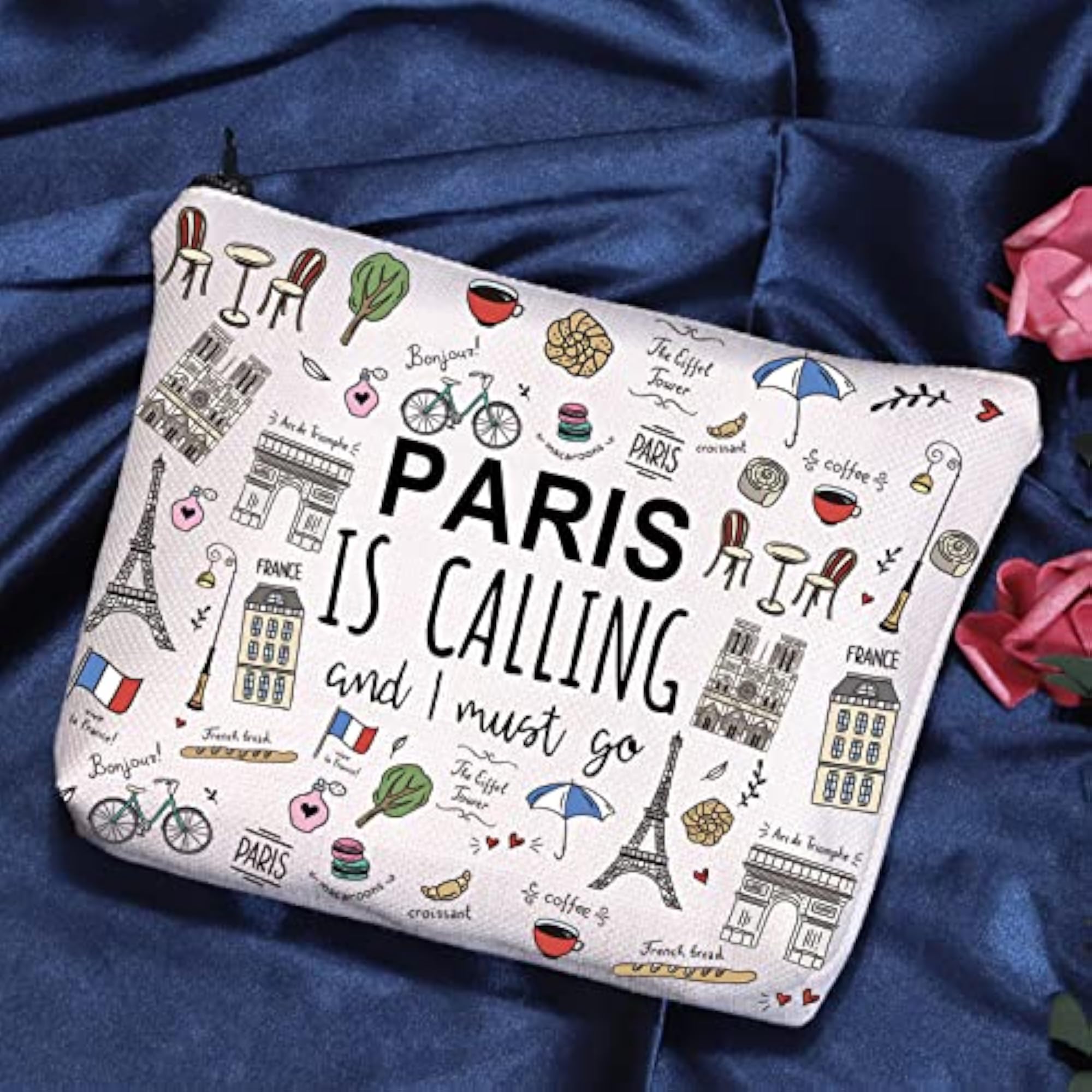 Paris Themed Cosmetic Bag, Gift for Paris Lovers