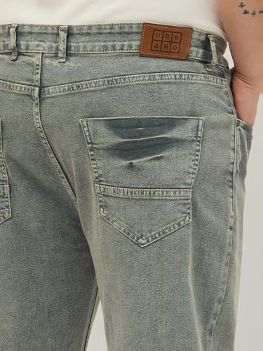 Image of Urbano Plus Men's Regular Fit Heavy Washed Denim Jeans Stretchable
