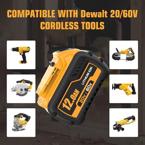 Image of 2Pack 12000mAh DCB609 Replacement for Dewalt 20V /60V Max Battery (12Ah 2P)