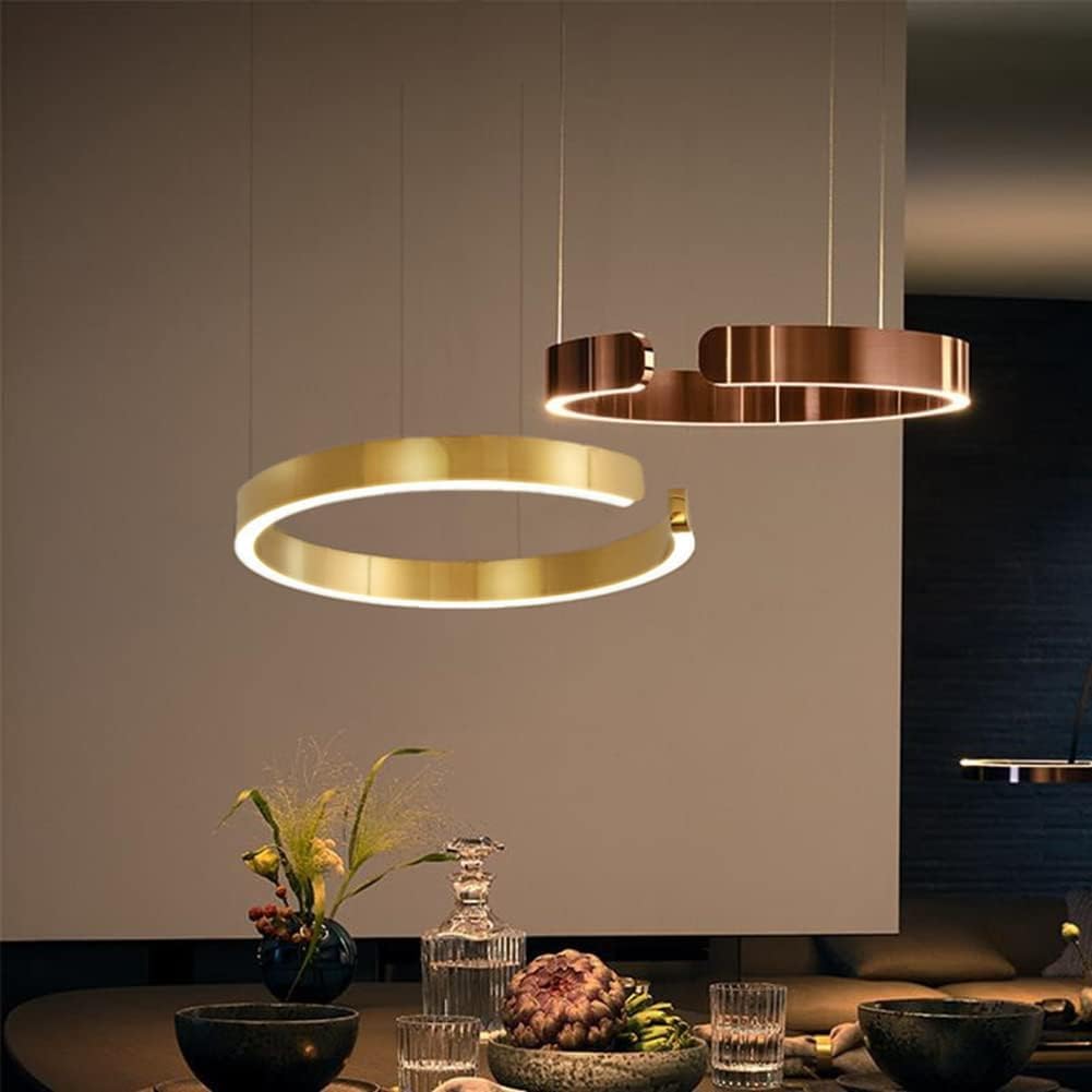 Nowoczesny żyrandol LED 1-Ring, okrągła lampa wisząca, montaż na płasko, różowe złoto, okrągła, nowoczesna lampa wisząca na wyspę kuchenną, do jadalni, przedpokoju, restauracji, sa