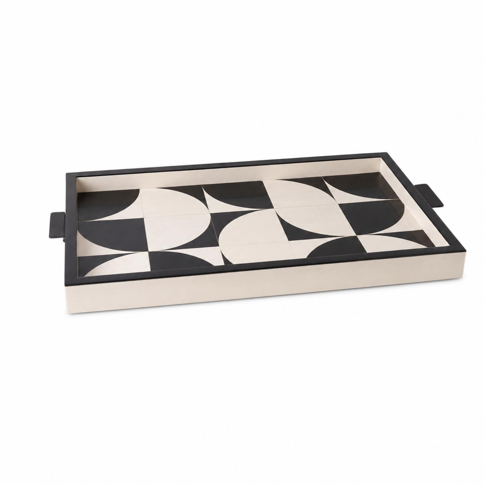 Banja Servicio con corativa Banja con Ergonómicas para Mesa, 46 34 H4cm, Estilo Europeo, Bandeja Rectangular Plateada De Superficie Brillante