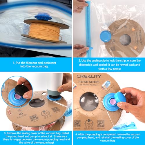 Image of Creality 3D Printer Filament Storage Bags 35 x 35CM, 12 Transparent Sealed Bags Dust Proof Humidity Resistant Keeping Filament Dry, Reusable Vacuum Storage Bags Filament Vacuum Bags