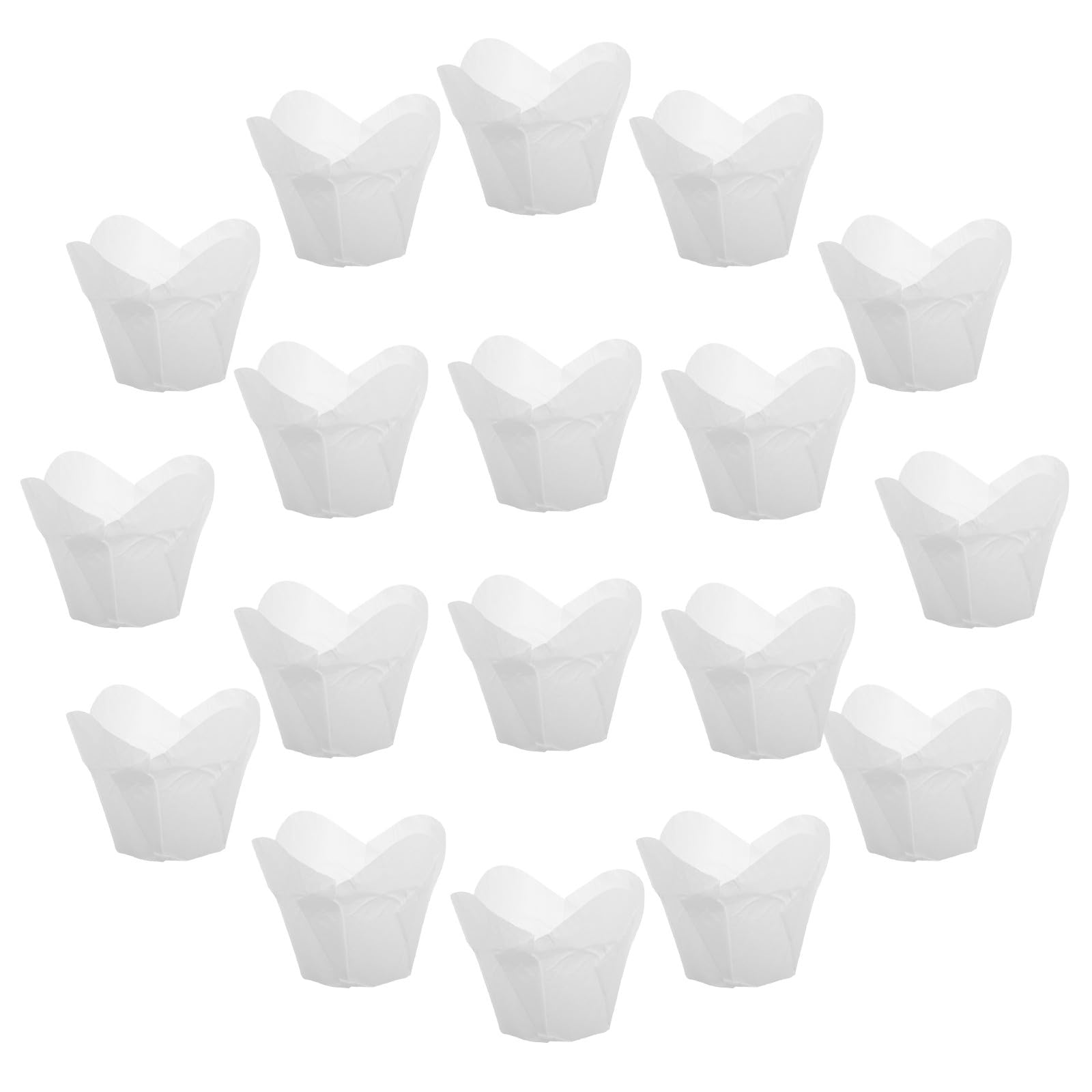 Lotus-shaped Cupcake Liners 100pcs White Baking Cups Muffin Paper Holders Oil-proof Grease Resistant for Home Kitchen and Bakery Use