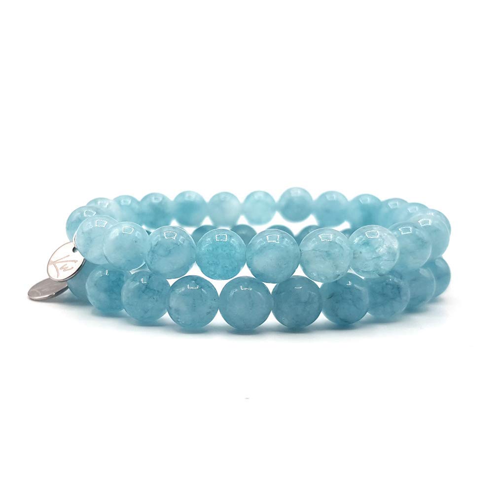 Aquamarin Armband, Edelstein Perlen, Kraftstein Schmuck für Damen und Herren, Chakra - Glücksbringer - Freundschaft