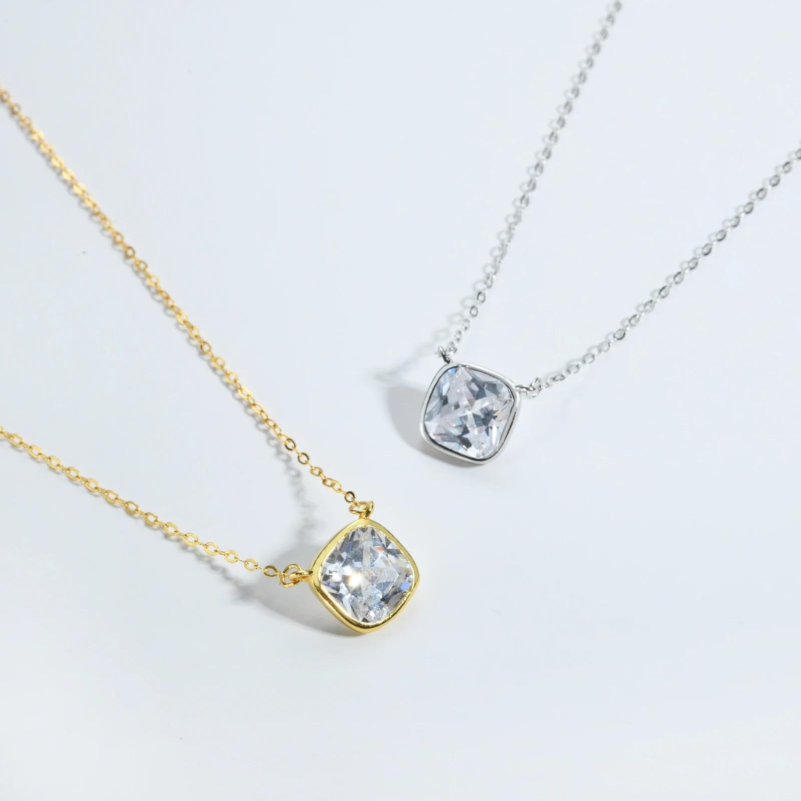 Halskette Herren Damen Schmuck Anhänger Halskette mit quadratischem Anhänger Lange Kette
