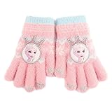 [LAS BONITA] 4-10才 2-5才 キッズ 子供 マフラー グローブ 襟巻き 手袋 (手袋 ピンク) [並行輸入品]