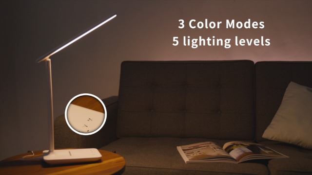 snsok Desk Light with Wireless Charger, USB Charging Port, Dimmable Office Desk Lamp with Clock, Alarm, Date, Temperature, Foldable Lamp for Table Bedroom Bedside Office - Image 8