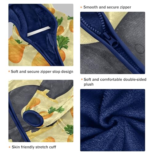 Carrots and Hippo Toddler Fleece Jacket Girl Boys Hooded Fleece Jacket Coat Warm Outwear Zip-up 3-10T3