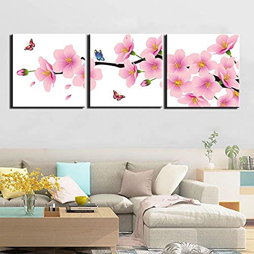 Impression sur toile HD fleur violette et rose art mural moderne salon sans cadre 70x70cm