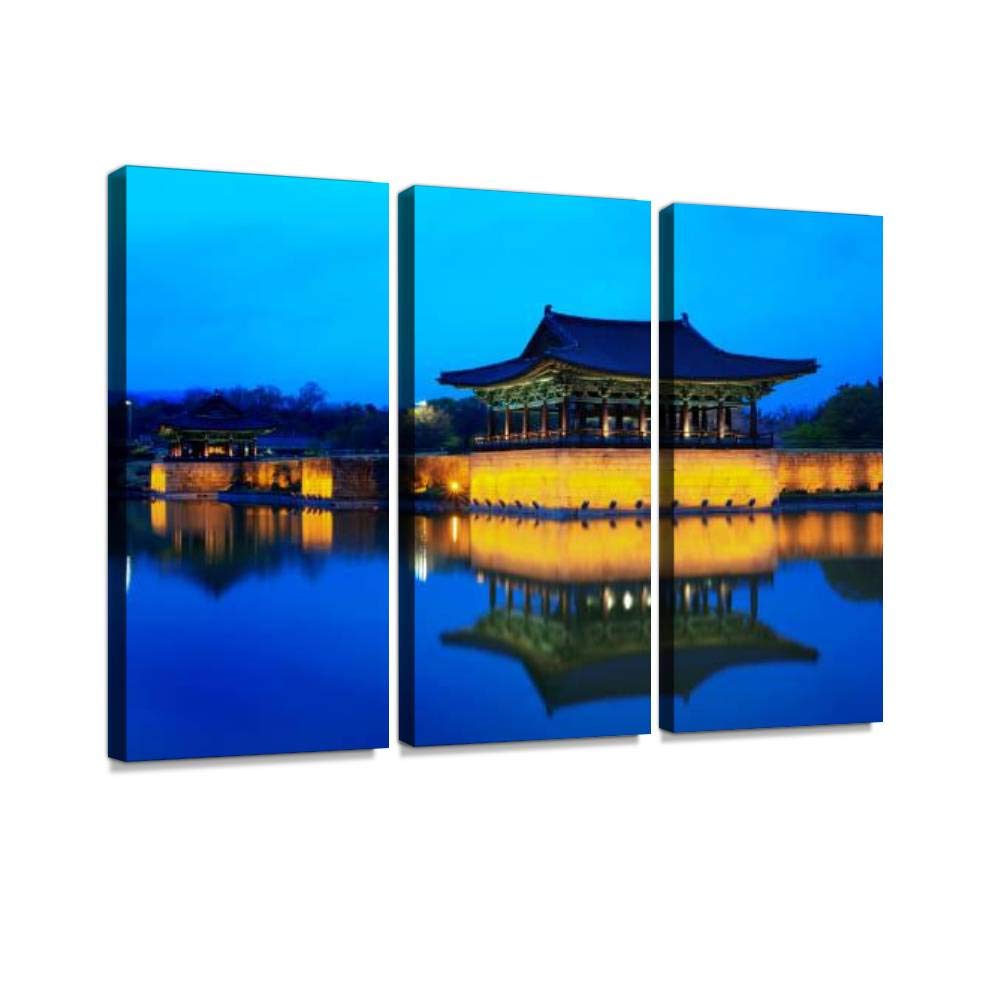 BELISIIS donggung yuezhi Race Palace of koreas and Pictures Wall Artwork Exclusive Photography Vintage Abstract Paintings Print on Canvas Home Decor Wall Art 3 Panels Framed Ready to Hang