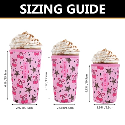 Image of 3 Pack Reusable Sleeve for Iced Coffee Cup, Coffee Neoprene Sleeve for Iced&Hot Drinks, Coffee Sleeve Compatible with Starbucks, Dunkin Coffee Cup. (Pop Star Leopard)