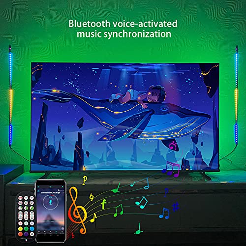 Zokon 2Pcs Computer Tv Voice-Activated Pickup Rhythm Light Music Sync Color Changing Rgb Led Strip Built-In Mic,Bluetooth App Control Led Tape Lights With Remote (Multi-Colored #TOP4