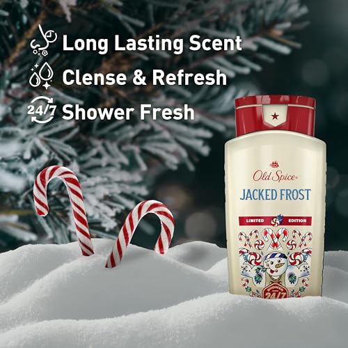 Image of Old Spice Body Wash for Men, Holidudes Holiday Edition, 24 /7 Holiday Freshness, Lasting Scent and Rich Lather, Stocking Stuffer, Jacked Frost Frosted Mint Scent, 16 oz