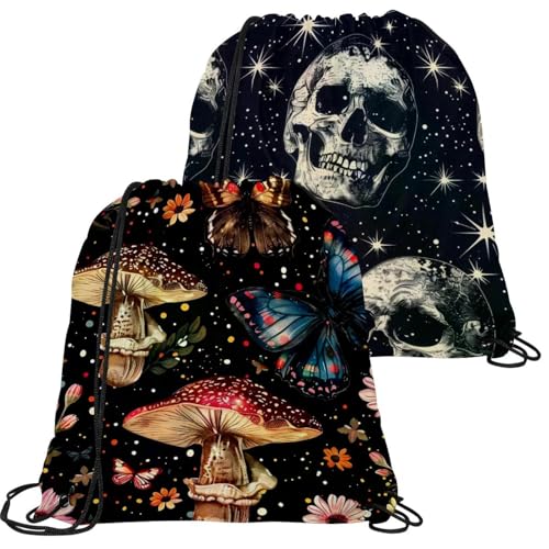 Sac à cordon de serrage étanche lot de 2 pochon sport motif papillon multicolore pour la gym