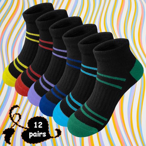 Bemeol Boys Socks 12 Pairs Kids Low Cut Comfort Cushion Casual Socks Sports Ankle Athletic Sock3