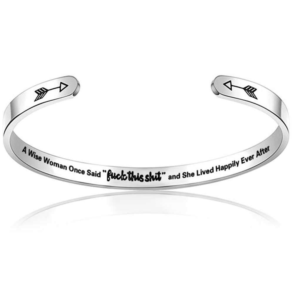 Jude Jewelers 6mm Width Stainless Steel Inspirational Encouragement Graduation School Open Cuff Bangle Bracelet