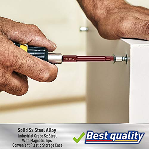 Amartisan 20-Piece Hex Head Allen Wrench Drill Bit Set, Metric And Sae S2 Steel Hex Bits Set, Magnetic Tips, 2.3" Long With Storage Box #TOP6