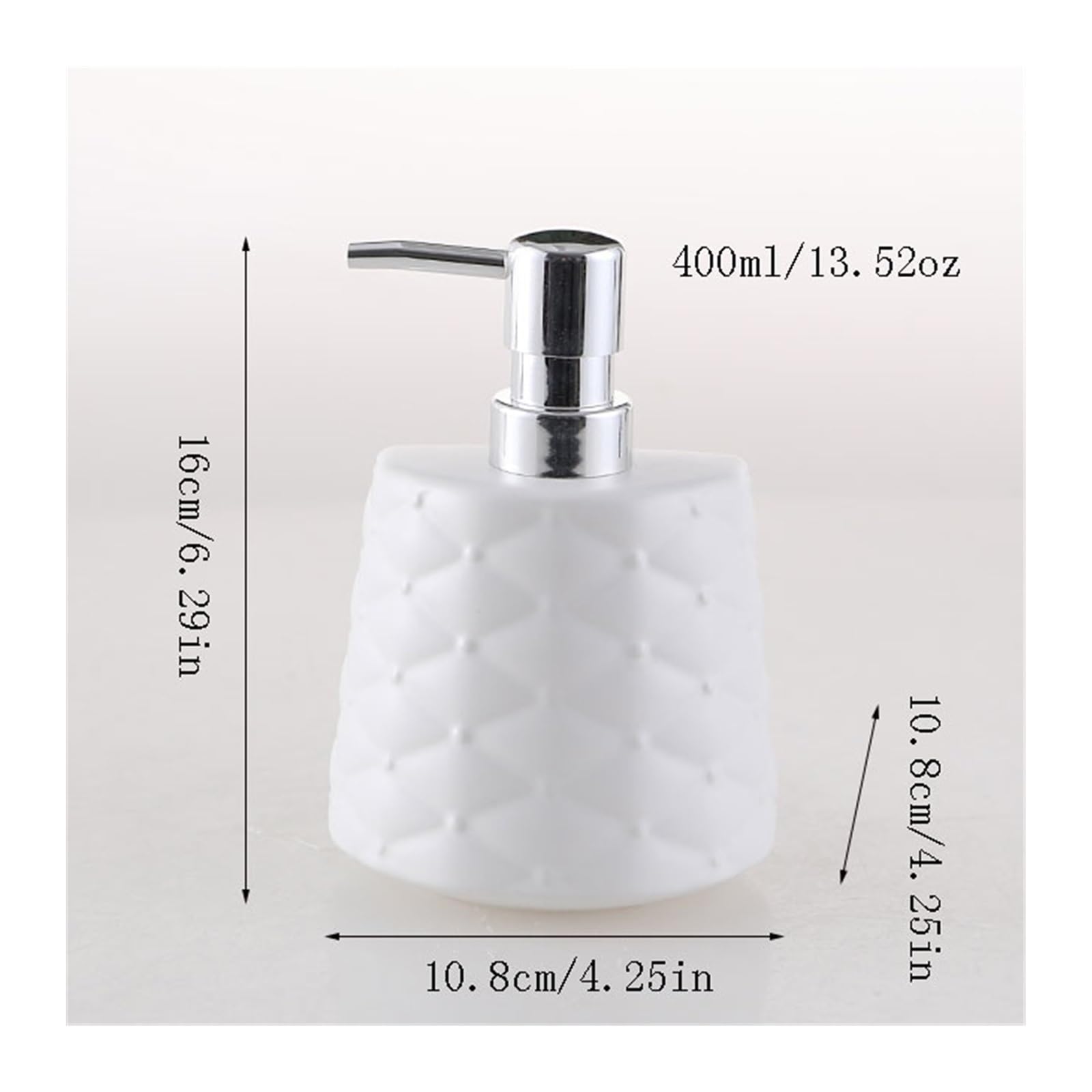 Dispenser Sapone Bagno Dispenser Sapone Cucina Dispenser di sapone bianco for shampoo, sapone for piatti, gel doccia, bottiglia di sapone in ceramica (400 ml/13,52 oz) Dosatore Detersivo Lavatrice