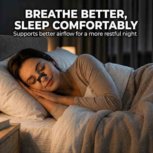 Image of Nose Strips for Breathing by Massner, Large Black Breath Strips for Sleeping, Snoring Support, Stuffy Nose and Congestion Relief - Better Night Airflow, 100 Nasal Strip