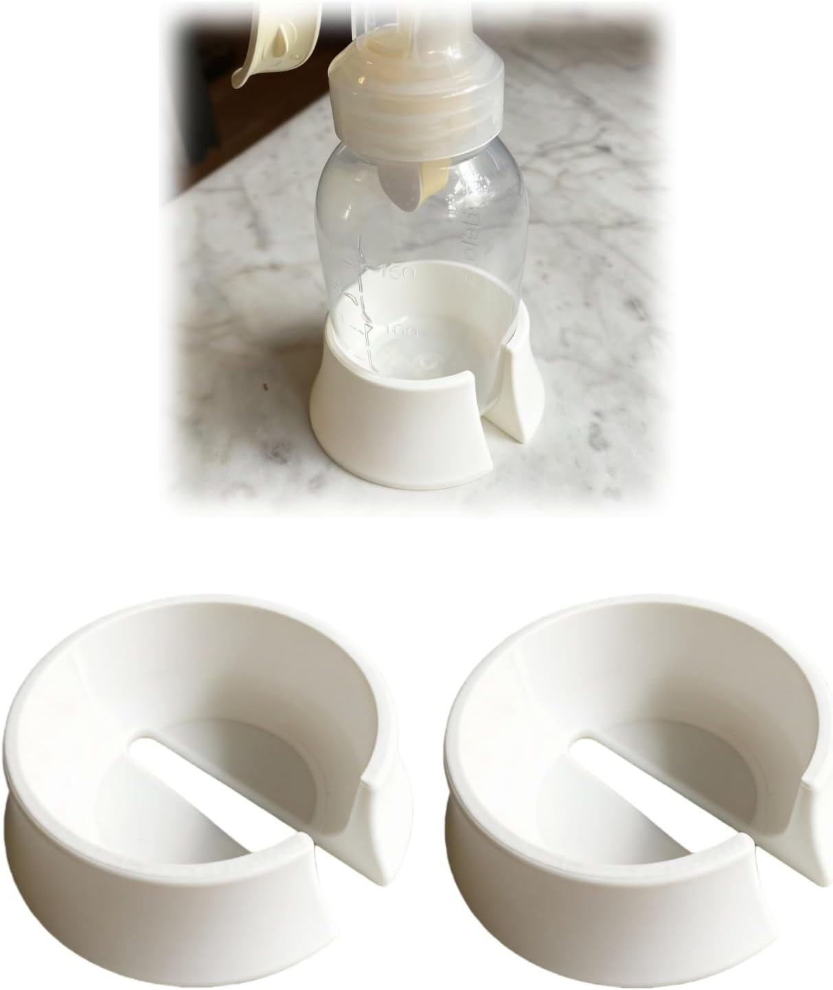 Holder Stand for Medela Breast Pump Bottle - Hands-Free Pumping Accessory, Securely Holds Bottles Upright to Prevent Spills, 2 Pack (White)