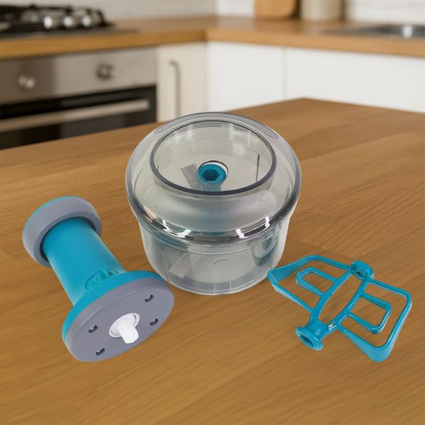 Image of Manual Push Chopper Vegetable Cutter 750ml - Pull String Onion Garlic Chopper BPA-Free Transparent