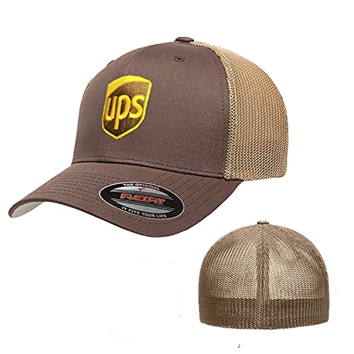 BestSyracuse UPS Embroidered Mesh Fitted Trucker Brown Hat (Brown one Size fits All)