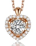[MomentWish] ダンシングストーン ネックレス レディース モアッサナイト ペンダント シルバー925 チェーン 金属アレルギー対応 人工ダイヤモンド 誕生日 記念日 プレゼント 華奢ギフトボックス付け（1カラット ピンクゴールド ハート）